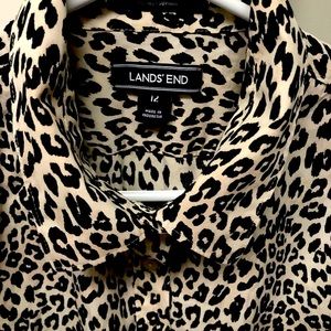 Lands End Leopard Print Blouse. Size 12